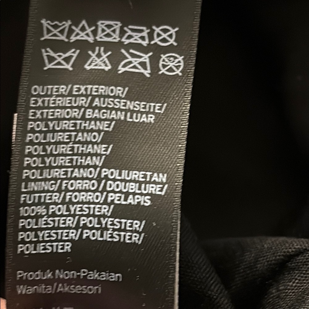 Topshop Dark Gray faux Leather, inner drawstring Backpack, magnet buttons - Picture 5 of 11